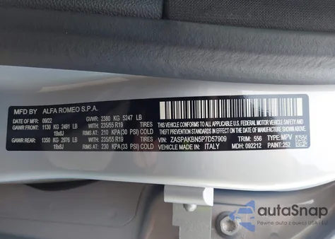 2023 Alfa Romeo Stelvio Ti Awd from USA, damaged, VIN ZASPAKBN5P7D57909